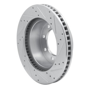 Dodge Ram 2500 Brake Rotor (1) - Front Left - R1 Concepts - Drilled & Slotted - Silver - `03-`08